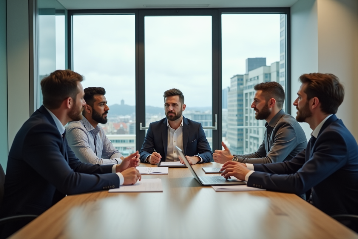 Groupe de professionnels en discussion lors d une réunion