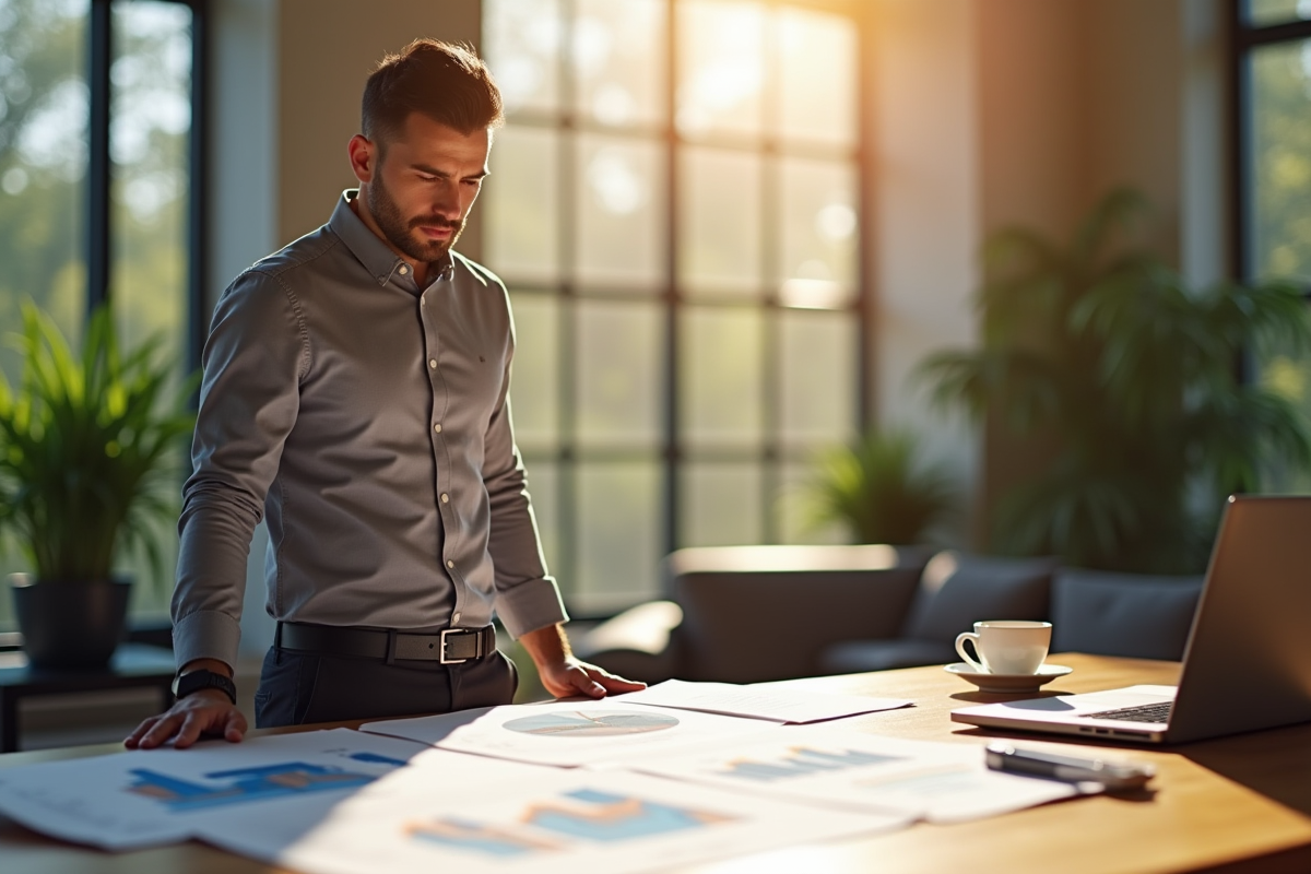 Entrepreneur analysant des plans d
