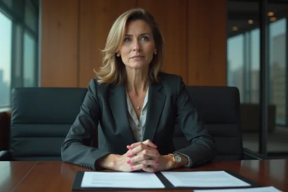 Femme d'affaires en r&eacute;union dans un bureau professionnel