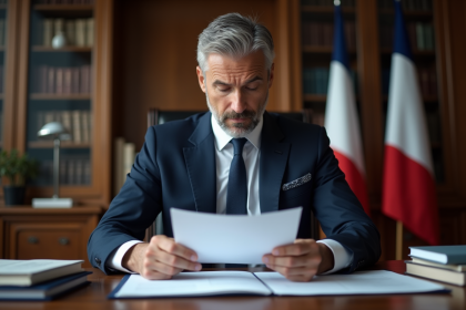 Homme fonctionnaire en costume dans un bureau officiel
