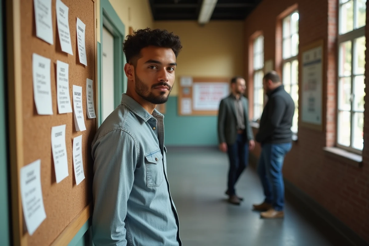 Jeune homme devant un tableau d