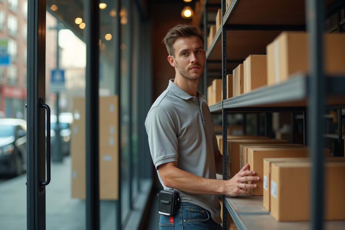 Jeune employe retail range dernier merchandise